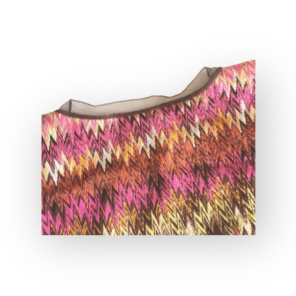 new Papillon Blanc 🝮 Sheer Woven Chiffon Top 🝮 Ikat Stripe 🝮 Pink Brown 🝮 L